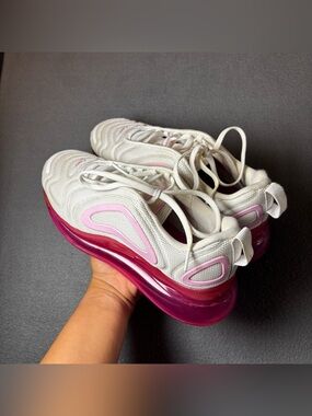 Nike White Sneakers with Pink and Magenta Air Sole
